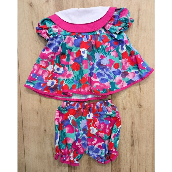 Vintage Bright Floral Dress & Bloomer Set - Picture 2 of 5